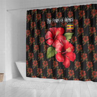 Uganda Shower Curtain with Hibiscus Flower Pattern and The Pearl of Africa Text