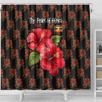 Uganda Shower Curtain with Hibiscus Flower Pattern and The Pearl of Africa Text