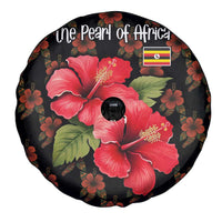 Uganda Spare Tire Cover with Hibiscus Flower Pattern and The Pearl of Africa Text