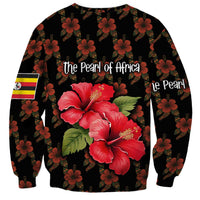 Uganda Sweatshirt with Hibiscus Flower Pattern and The Pearl of Africa Text