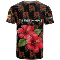 Uganda T Shirt with Hibiscus Flower Pattern and The Pearl of Africa Text