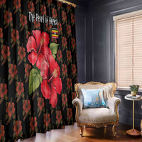 Uganda Window Curtain with Hibiscus Flower Pattern and The Pearl of Africa Text