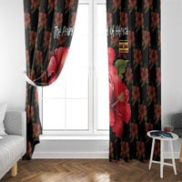 Uganda Window Curtain with Hibiscus Flower Pattern and The Pearl of Africa Text