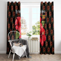 Uganda Window Curtain with Hibiscus Flower Pattern and The Pearl of Africa Text