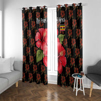Uganda Window Curtain with Hibiscus Flower Pattern and The Pearl of Africa Text