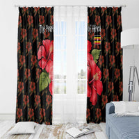 Uganda Window Curtain with Hibiscus Flower Pattern and The Pearl of Africa Text