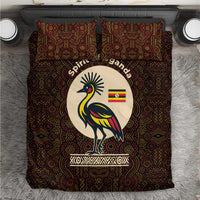 Uganda Bedding Set with Grey Crowned Crane and Tribal Pattern Spirit of Uganda Theme