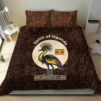 Uganda Bedding Set with Grey Crowned Crane and Tribal Pattern Spirit of Uganda Theme