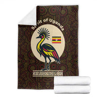 Uganda Blanket with Grey Crowned Crane and Tribal Pattern Spirit of Uganda Theme