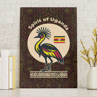 Uganda Canvas Wall Art with Grey Crowned Crane and Tribal Pattern Spirit of Uganda Theme