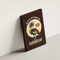 Uganda Canvas Wall Art with Grey Crowned Crane and Tribal Pattern Spirit of Uganda Theme