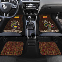 Uganda Car Mats with Grey Crowned Crane and Tribal Pattern Spirit of Uganda Theme