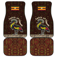 Uganda Car Mats with Grey Crowned Crane and Tribal Pattern Spirit of Uganda Theme