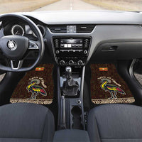 Uganda Car Mats with Grey Crowned Crane and Tribal Pattern Spirit of Uganda Theme
