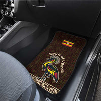 Uganda Car Mats with Grey Crowned Crane and Tribal Pattern Spirit of Uganda Theme
