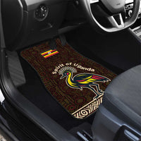 Uganda Car Mats with Grey Crowned Crane and Tribal Pattern Spirit of Uganda Theme