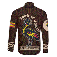 Uganda Family Matching Mermaid Dress and Hawaiian Shirt with Grey Crowned Crane and Tribal Pattern Spirit of Uganda Theme
