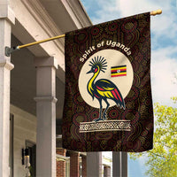Uganda Garden Flag with Grey Crowned Crane and Tribal Pattern Spirit of Uganda Theme