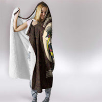Uganda Hooded Blanket with Grey Crowned Crane and Tribal Pattern Spirit of Uganda Theme