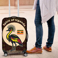 Uganda Luggage Cover with Grey Crowned Crane and Tribal Pattern Spirit of Uganda Theme