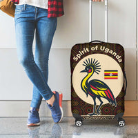Uganda Luggage Cover with Grey Crowned Crane and Tribal Pattern Spirit of Uganda Theme