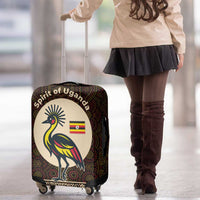 Uganda Luggage Cover with Grey Crowned Crane and Tribal Pattern Spirit of Uganda Theme