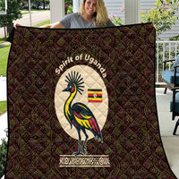 Uganda Quilt with Grey Crowned Crane and Tribal Pattern Spirit of Uganda Theme