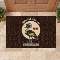 Uganda Rubber Doormat with Grey Crowned Crane and Tribal Pattern Spirit of Uganda Theme