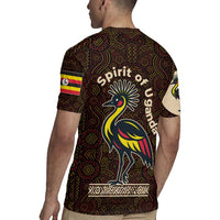 Uganda Rugby Jersey with Grey Crowned Crane and Tribal Pattern Spirit of Uganda Theme
