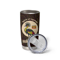 Uganda Tumbler Cup with Grey Crowned Crane and Tribal Pattern Spirit of Uganda Theme