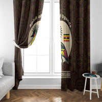 Uganda Window Curtain with Grey Crowned Crane and Tribal Pattern Spirit of Uganda Theme