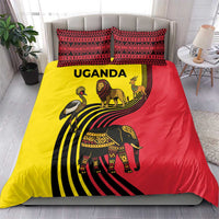 Uganda Bedding Set with African Wildlife Elephant Lion and Crane in Tribal Pattern Design