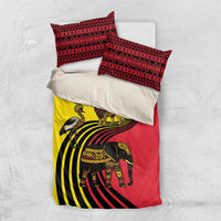 Uganda Bedding Set with African Wildlife Elephant Lion and Crane in Tribal Pattern Design