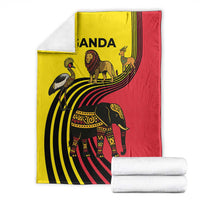 Uganda Blanket with African Wildlife Elephant Lion and Crane in Tribal Pattern Design