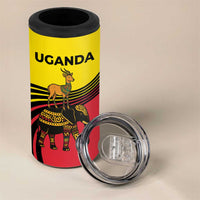 Uganda 4 in 1 Can Cooler Tumbler with African Wildlife Elephant Lion and Crane in Tribal Pattern Design