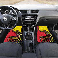 Uganda Car Mats with African Wildlife Elephant Lion and Crane in Tribal Pattern Design