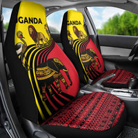 Uganda Car Seat Cover with African Wildlife Elephant Lion and Crane in Tribal Pattern Design