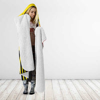 Uganda Hooded Blanket with African Wildlife Elephant Lion and Crane in Tribal Pattern Design