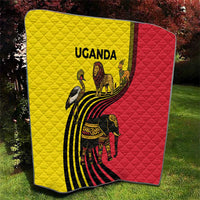 Uganda Quilt with African Wildlife Elephant Lion and Crane in Tribal Pattern Design