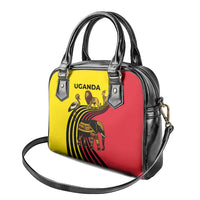 Uganda Shoulder Handbag with African Wildlife Elephant Lion and Crane in Tribal Pattern Design