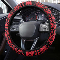 Uganda Steering Wheel Cover with African Wildlife Elephant Lion and Crane in Tribal Pattern Design