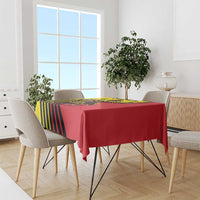 Uganda Tablecloth with African Wildlife Elephant Lion and Crane in Tribal Pattern Design