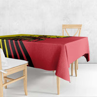 Uganda Tablecloth with African Wildlife Elephant Lion and Crane in Tribal Pattern Design
