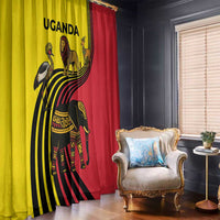 Uganda Window Curtain with African Wildlife Elephant Lion and Crane in Tribal Pattern Design