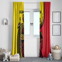 Uganda Window Curtain with African Wildlife Elephant Lion and Crane in Tribal Pattern Design