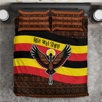 Uganda Bedding Set with Crested Crane and Rise and Shine Tribal Pattern Design