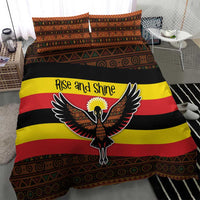Uganda Bedding Set with Crested Crane and Rise and Shine Tribal Pattern Design