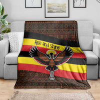 Uganda Blanket with Crested Crane and Rise and Shine Tribal Pattern Design
