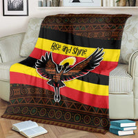 Uganda Blanket with Crested Crane and Rise and Shine Tribal Pattern Design