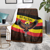 Uganda Blanket with Crested Crane and Rise and Shine Tribal Pattern Design